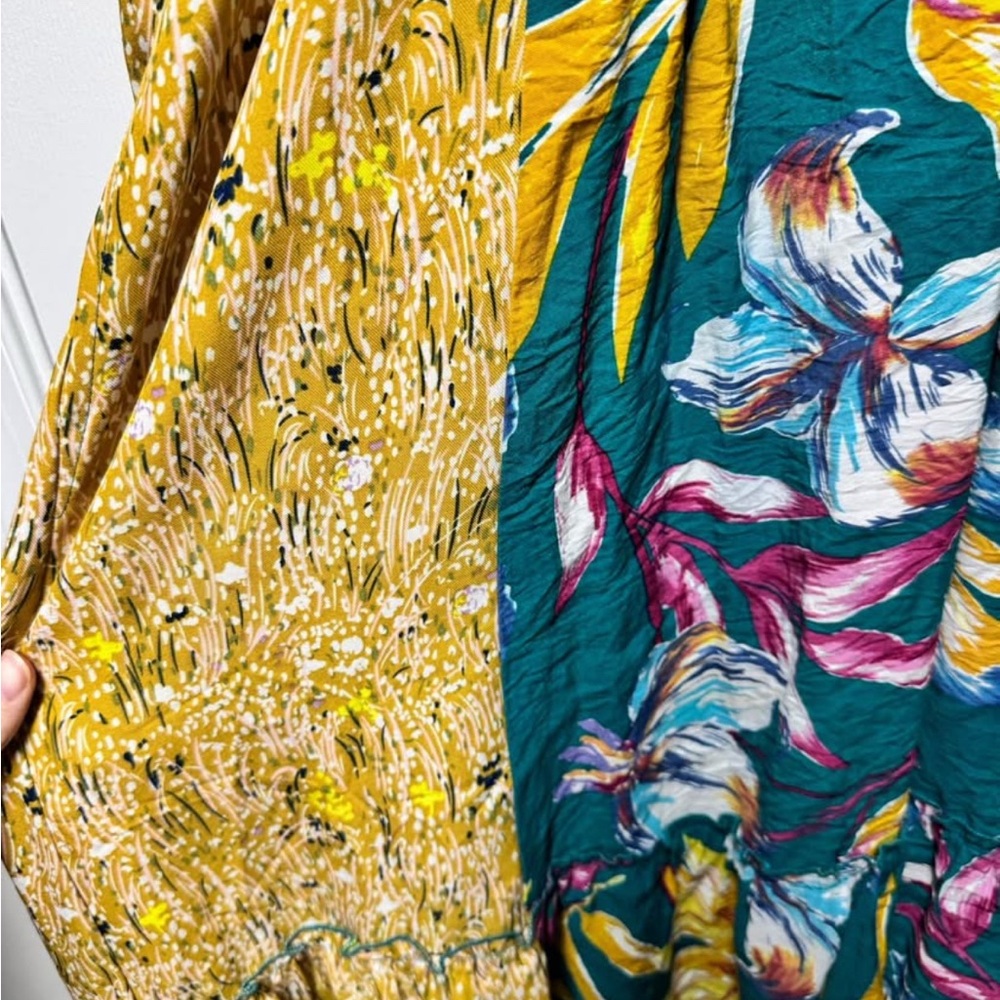 Floral Yellow and Teal Maxi Dress - Picture 3 of 4